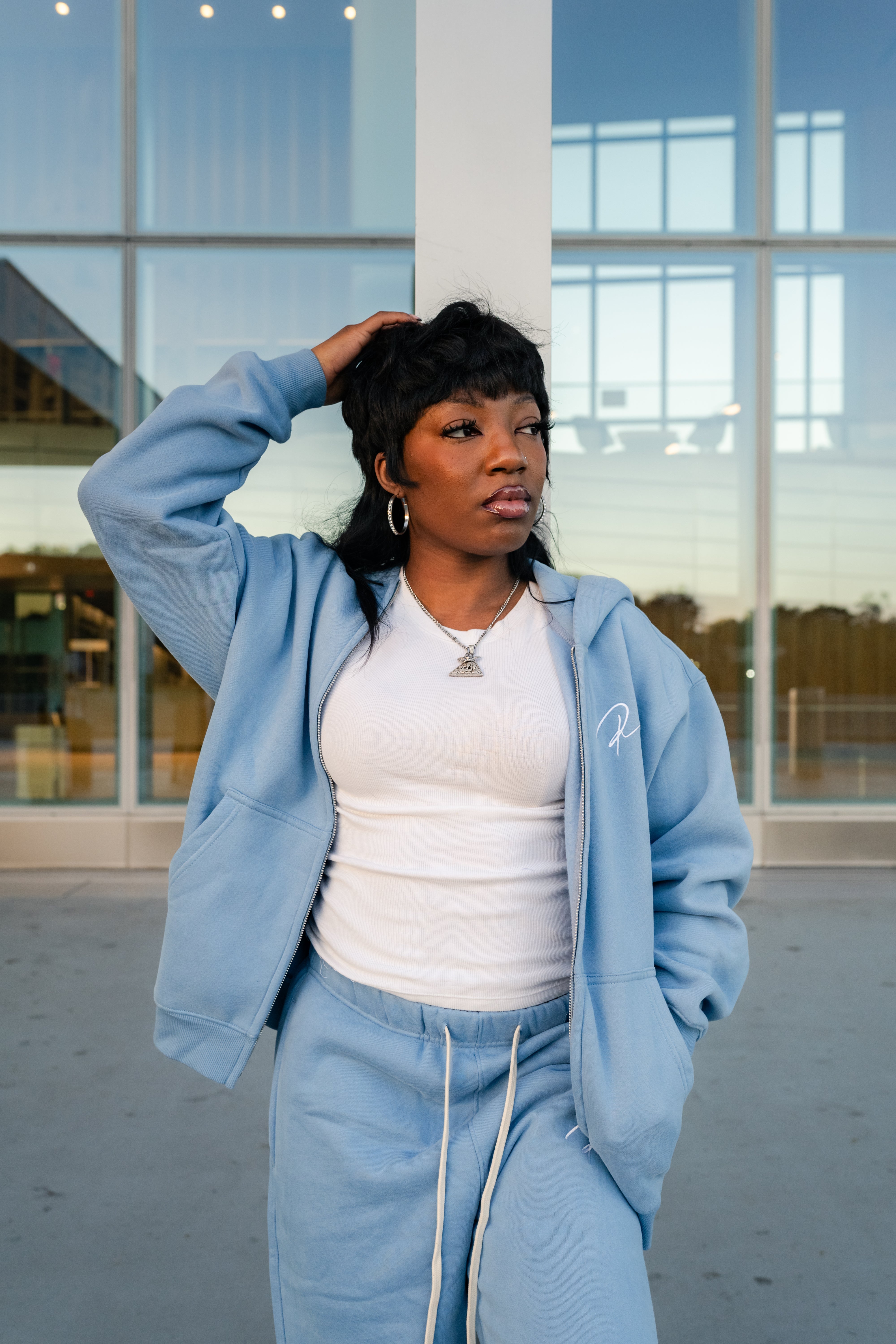 Preme Powder Blue Zip Up Hoodie